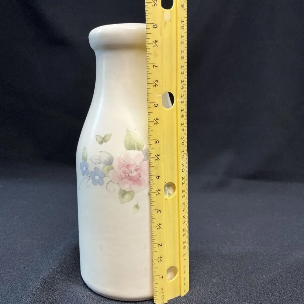 Vtg Pfaltzgraff Tea Rose Milk Bottle Vase Carafe Jug Stoneware 8